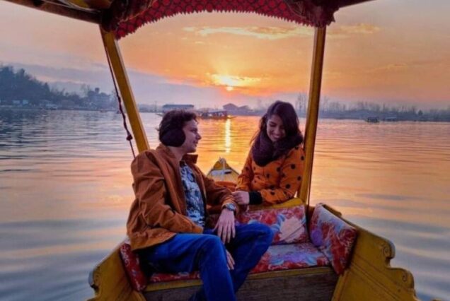 Couple enjoying scenic views during Kashmir honeymoon package